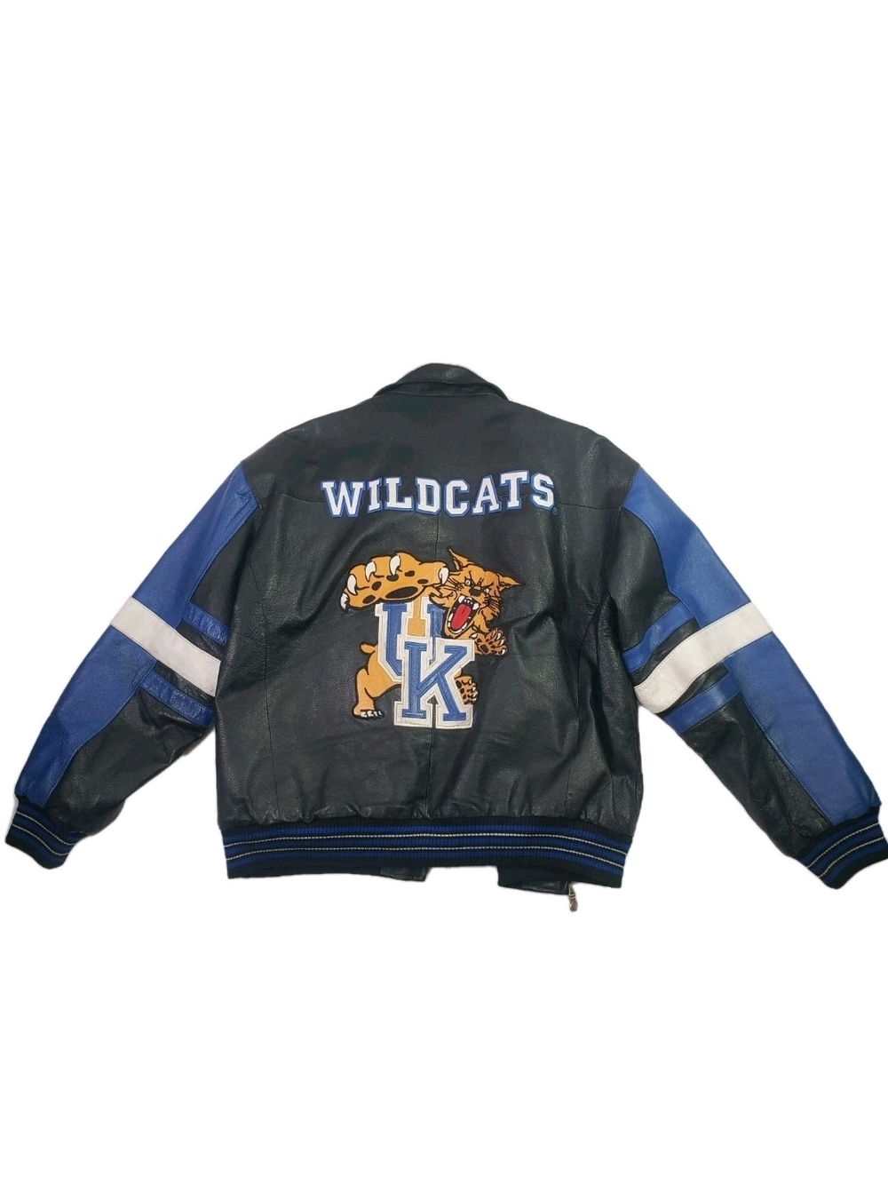 Vintage G-III Ky Wildcats Varsity Leather Jacket - Black & Royal Blue